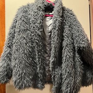 Faux fur shaggy blue jacket